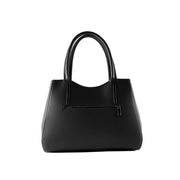 RB1004A | Handbag in Genuine Leather Made in Italy with removable shoulder strap and attachments with metal snap-hooks in Gunmetal - Black color - Dimensions: 33 x 25 x 15 cm + Handles 13 cm-1