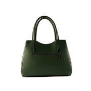 RB1004E | Handbag in Genuine Leather Made in Italy with removable shoulder strap and attachments with metal snap hooks in Gunmetal - Green color - Dimensions: 33 x 25 x 15 cm + Handles 13 cm-1