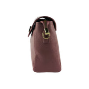RB1003AZ | Genuine Leather Shoulder Bag Made in Italy with removable braided shoulder strap and attachments with shiny gold metal snap hooks - Antique Pink color - Dimensions: 28 x 19 x 9 cm-2