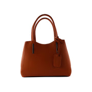 RB1004AM | Genuine Leather Handbag Made in Italy with removable shoulder strap and gunmetal metal snap hook attachments - Paprika color - Dimensions: 33 x 25 x 15 cm + Handles 13 cm-0