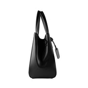 RB1004A | Handbag in Genuine Leather Made in Italy with removable shoulder strap and attachments with metal snap hooks in Gunmetal - Black color - Dimensions: 33 x 25 x 15 cm + Handles 13 cm-4
