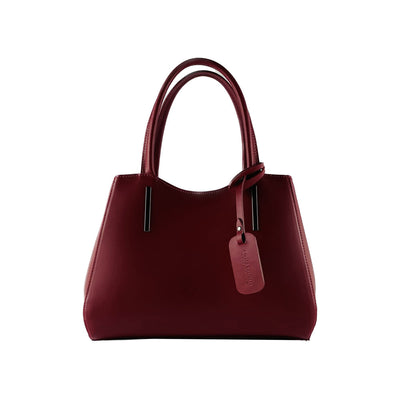 RB1004V | Handbag in Genuine Leather Made in Italy with removable shoulder strap and attachments with metal snap hooks in Gunmetal - Red color - Dimensions: 33 x 25 x 15 cm + Handles 13 cm-0