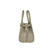 RB1016AQ | Women's handbag in genuine leather Made in Italy with removable shoulder strap. Attachments with shiny gold metal snap hooks - Taupe color - Dimensions: 28 x 20 x 14 + 12.5 cm-5