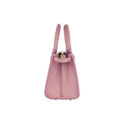 RB1016AZ | Women's handbag in genuine leather Made in Italy with removable shoulder strap. Shiny Gold metal snap hooks - Antique Pink color - Dimensions: 28 x 20 x 14 + 12.5 cm-4