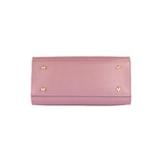 RB1016AZ | Women's handbag in genuine leather Made in Italy with removable shoulder strap. Shiny Gold metal snap hooks - Antique Pink color - Dimensions: 28 x 20 x 14 + 12.5 cm-7