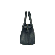 RB1016A | Women's handbag in genuine leather Made in Italy with removable shoulder strap. Attachments with shiny gold metal snap hooks - Black color - Dimensions: 28 x 20 x 14 + 12.5 cm-5