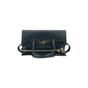 RB1016A | Women's handbag in genuine leather Made in Italy with removable shoulder strap. Attachments with shiny gold metal snap hooks - Black color - Dimensions: 28 x 20 x 14 + 12.5 cm-6