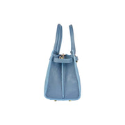 RB1016P | Women's handbag in genuine leather Made in Italy with removable shoulder strap. Attachments with shiny gold metal snap hooks - Air force blue color - Dimensions: 28 x 20 x 14 + 12.5 cm-4