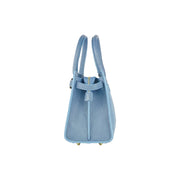 RB1016P | Women's handbag in genuine leather Made in Italy with removable shoulder strap. Attachments with shiny gold metal snap hooks - Air force blue color - Dimensions: 28 x 20 x 14 + 12.5 cm-5