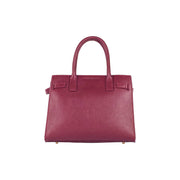 RB1016X | Women's handbag in genuine leather Made in Italy with removable shoulder strap. Attachments with shiny gold metal snap hooks. Bordeaux colour. Dimensions: 28 x 20 x 14 + 12.5 cm-3